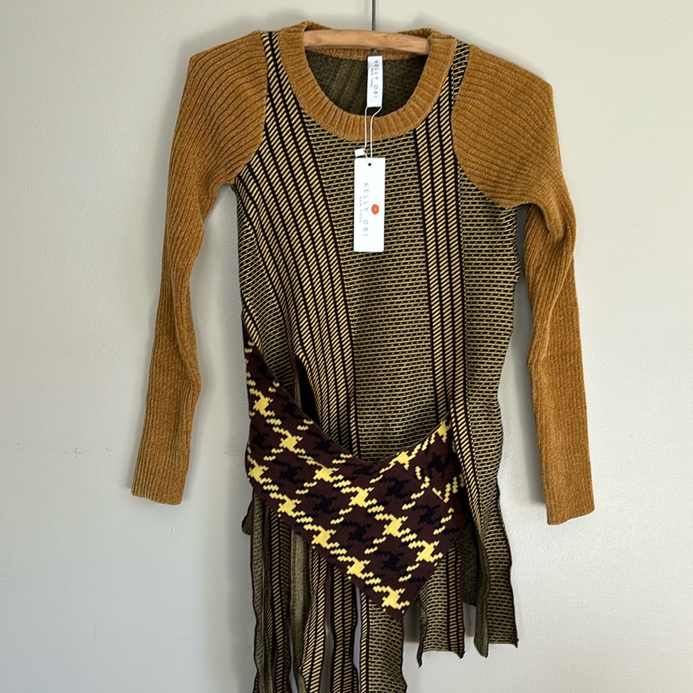 Kelly Obi New York tassel patchwork knit sweater